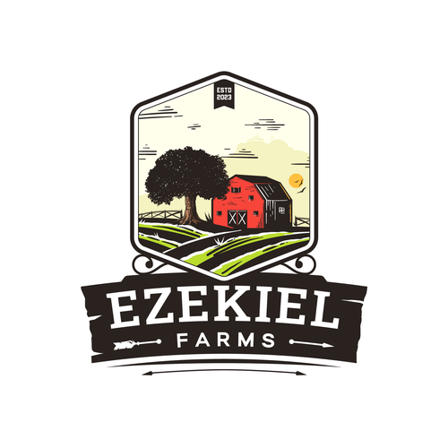 Farmer logo with the title 'Ezekiel Farms Logo Design'