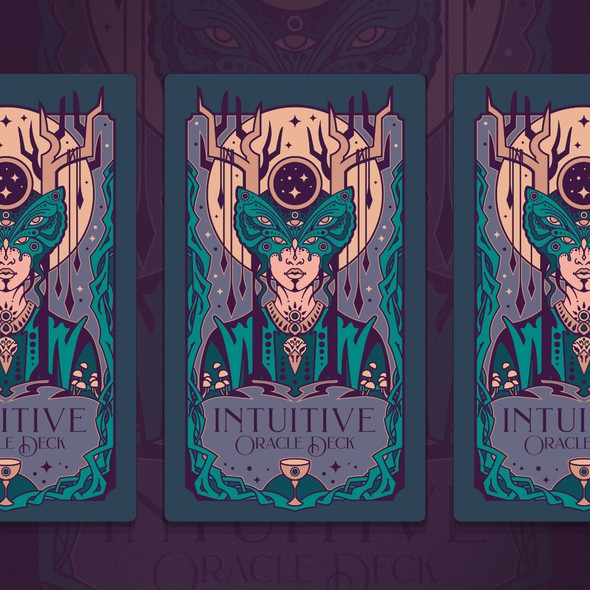 Playing card design with the title 'Intuitive Oracle Deck'