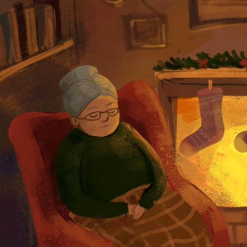 Christmas artwork with the title 'Illustrate a new Childrens book for Christmas'