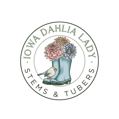 Bait logo with the title 'Hand-drawn logo for Dahlia flower farmer '