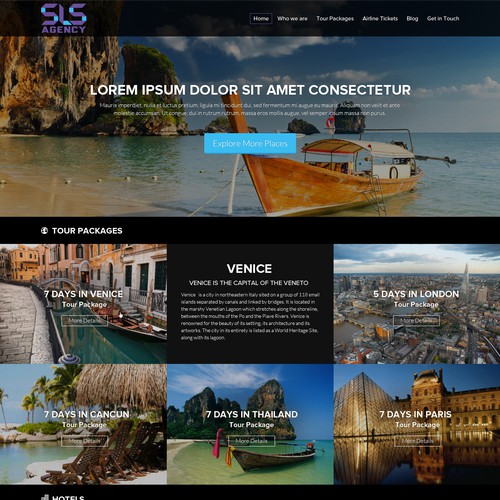 Travel website with the title 'Website design - SLS Agency'