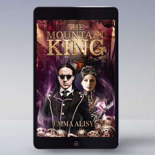 Victorian book cover with the title 'Steampunk Fantasy Book Cover'