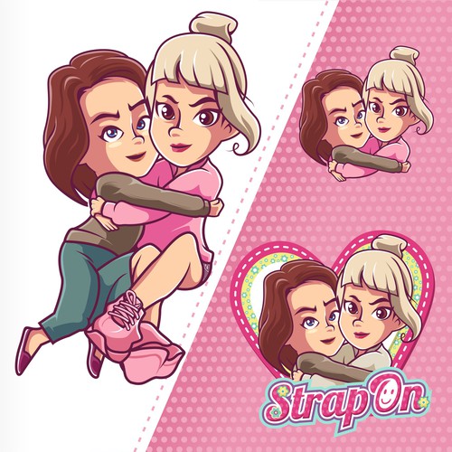 Couple logo with the title 'Girls Couple Mascot Logo'