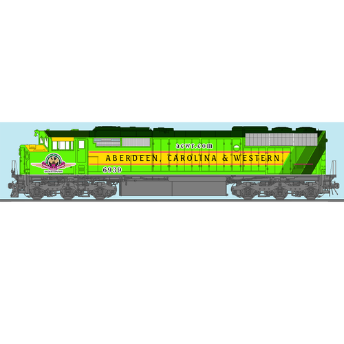Locomotive design with the title 'Aberdeen Carolina & Western  Locomotive Branding'