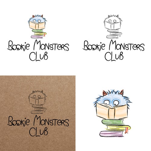 Handwritten brand with the title 'Bookie Monsters Club'