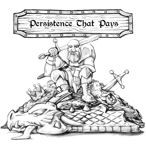 Tattoo artwork with the title 'Persistence that Pays'