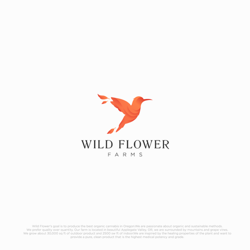 Hummingbird design with the title 'Wild Flower Farms'