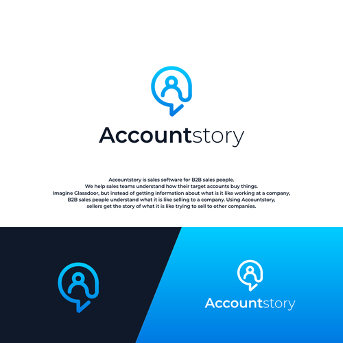 Story logo with the title 'Letter A + Bubble Chat + People icon '