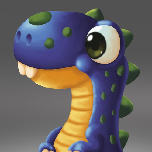 Dinosaur design with the title 'Design for the worlds cutest dinosaur puppet! Dave'