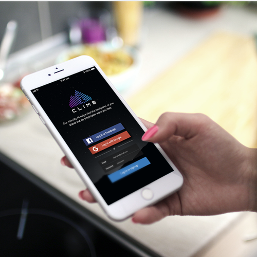 Screen design with the title 'Main screen Clime app design concept'