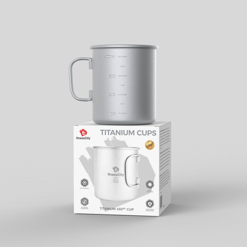 Outdoor packaging with the title 'Titanium Cup'