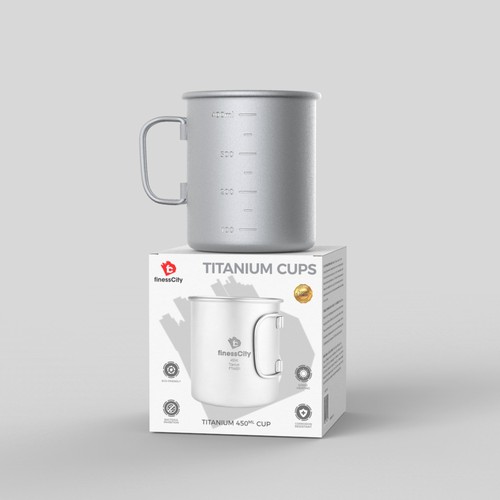 Cup packaging with the title 'Titanium Cup'