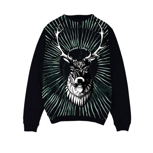 Doodle design with the title 'Vintage  crew neck sweater design with a stag'