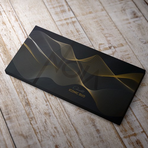 Dark packaging with the title 'Packadge design'