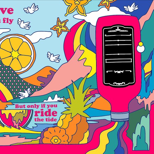 Fruit artwork with the title 'psychedelic art'