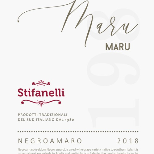 Product label with the title 'Stifanelli Wine'