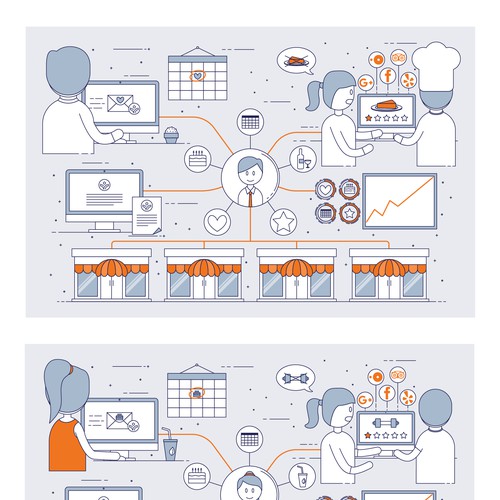 Restaurant artwork with the title 'Icon-style infographic for a B2B company'
