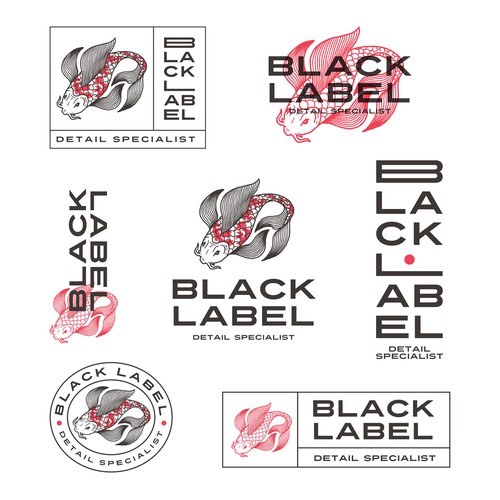 Koi design with the title 'Logo Suite for Black Label Detail Specialist'