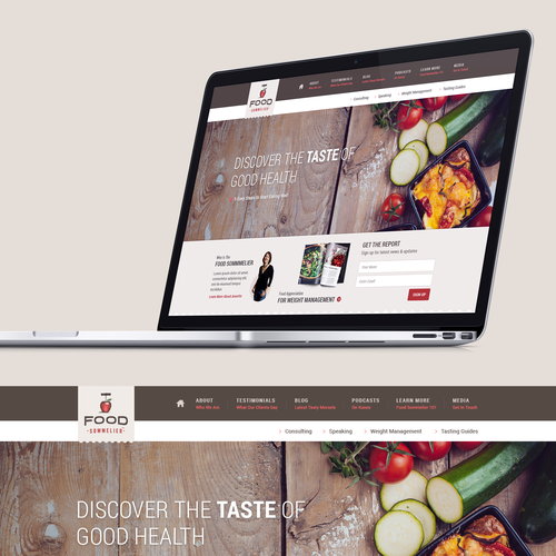 Theme design with the title 'Food Blog Landing Page Design'