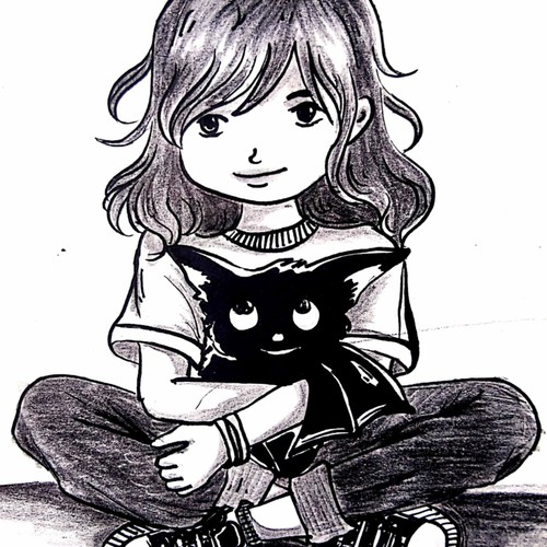 Black and white artwork with the title 'Hand drawing illustration for children's book illustration'