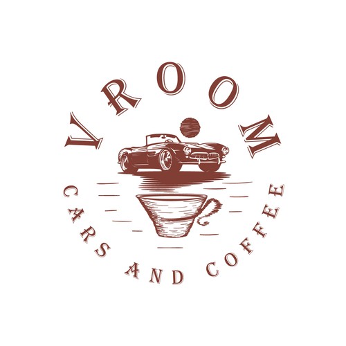 Restoration logo with the title 'Vroom Cars & Coffee Logo Concept'