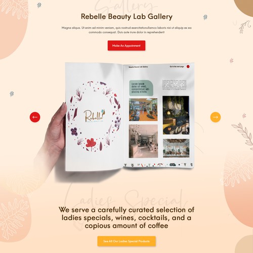 Homepage design with the title 'Rebelle | Social Beauty Lab'
