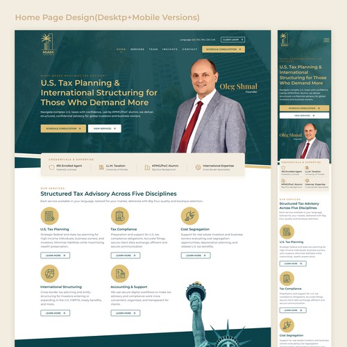 Simple website with the title 'Miami Tax & Tech WordPress Website Design'