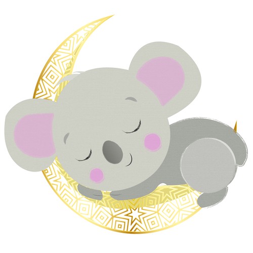 Moon artwork with the title 'sleeping coala'