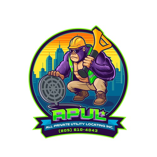 Handyman logo with the title 'APUL locating Gorilla Mascot'