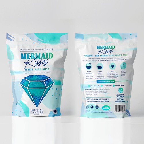 Vibrant packaging with the title 'Bath Salt Packaging'