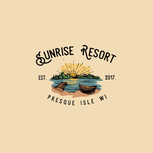 Colorful logo with the title 'Vintage Logo for Sunrise Resort'