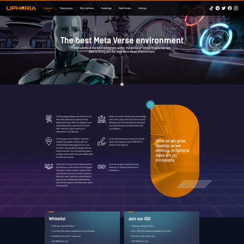 Crypto website with the title 'The best metaverse environment'