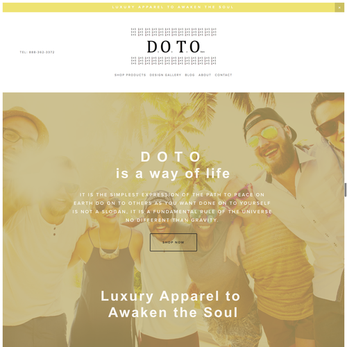 Lifestyle website with the title 'DOTO luxury clothing line website. '
