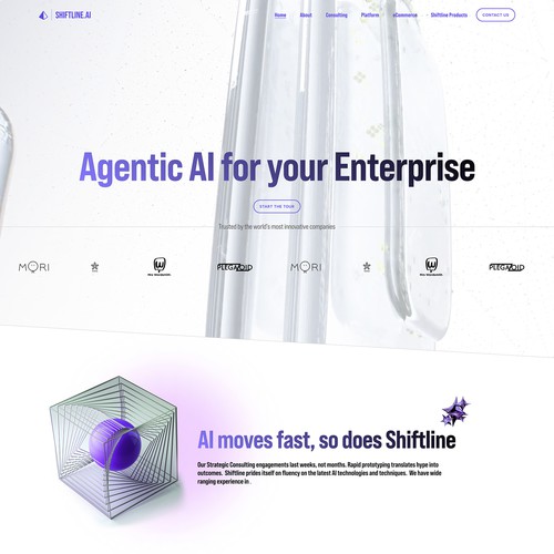 Artificial intelligence website with the title 'Shiftline'