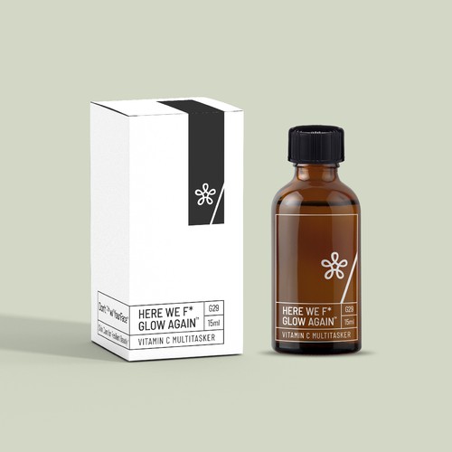 Black and white packaging with the title 'Winning design for novel skin care brand'
