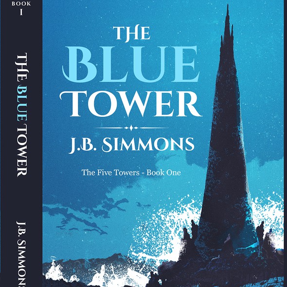 Epic fantasy book cover with the title 'The Blue Tower'