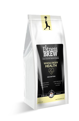 Energy drink label with the title 'Fitness Brew Packaging Design'