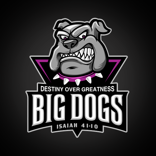 Purple design with the title 'A powerful bulldog illustration for BIGDOGS'
