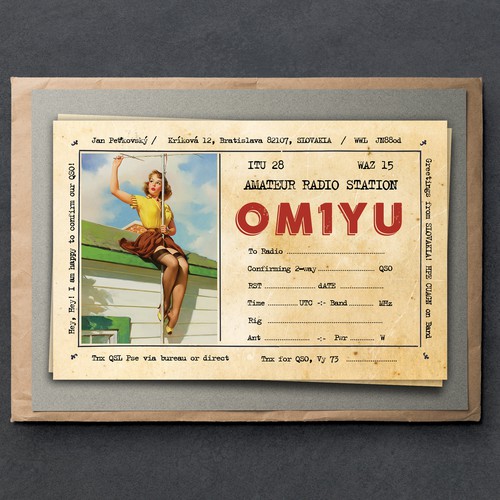 Antique design with the title 'QSL Card / Postcard Design'