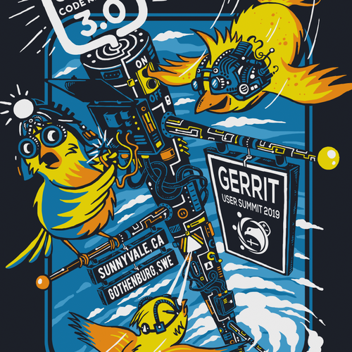 Computer t-shirt with the title 'T-shirt Design for Gerrit User Summit 2019'