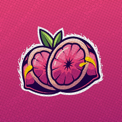 Logo artwork with the title 'Fruit Illustration for label design'