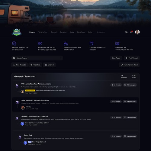 Community website with the title 'RVForums.com'