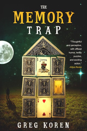 Playing card design with the title 'book cover ''The Memory Trap'''