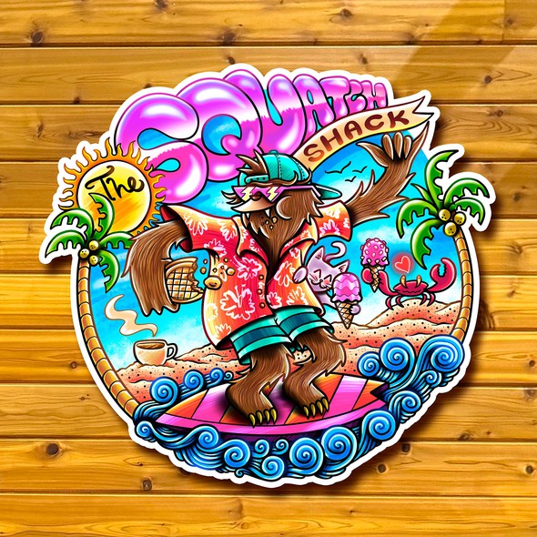 Big booty cartoon logo with the title 'The Squatch Shack'