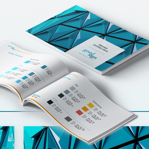 Bright color design with the title 'Brand Guidelines for Good Sign'