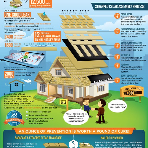 Roof design with the title 'Cedar roof for house property infographic'