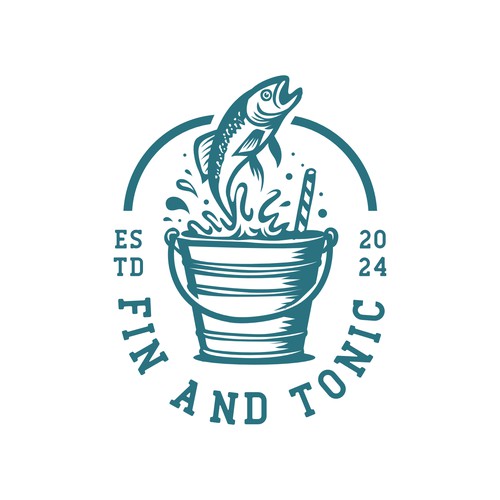 Bucket logo with the title 'Finn and tonic logo'