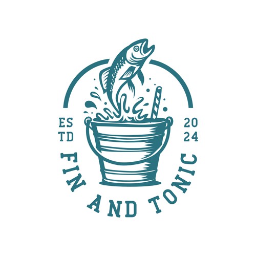 Neon blue safari logo with the title 'Finn and tonic logo'