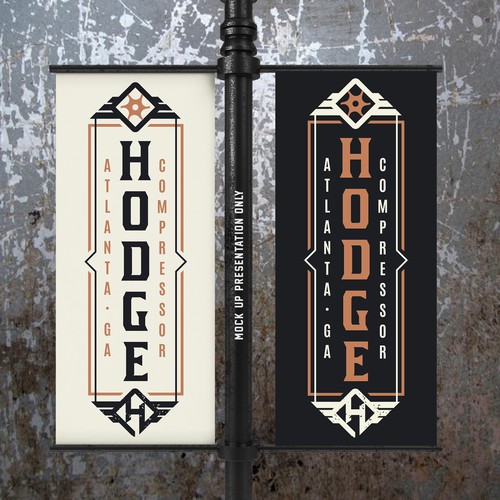 Mechanical logo with the title 'Hodge Compressor - VINTAGE INDUSTRIAL BRAND LOGO'