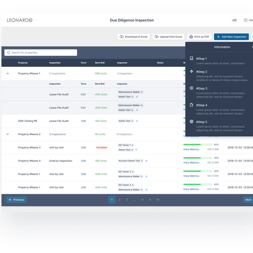 Dashboard website with the title 'PropTech SaaS Company Looking to Re-Design Admin Page'